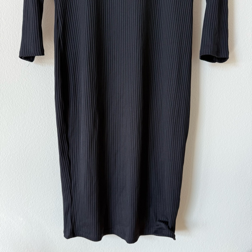 Lush Nordstrom Black Ribbed 3/4 Sleeve Mini Dress L - Picture 6 of 13